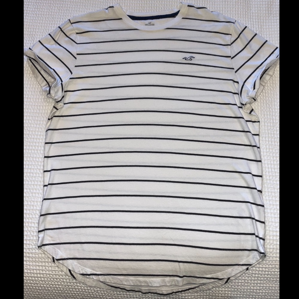 Hollister Curved Hem Striped Tee ; Size L/XL